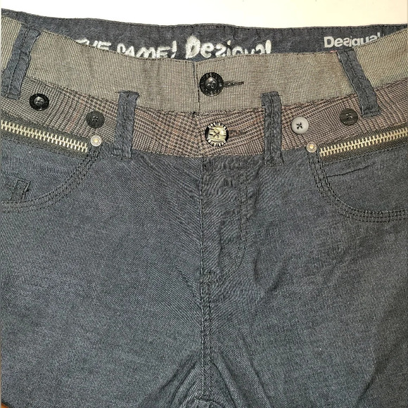 DESIGUAL The Happy Regular Fit Corduroy Pants Size 30 Zipper Plaid Skater Punk - Picture 9 of 10